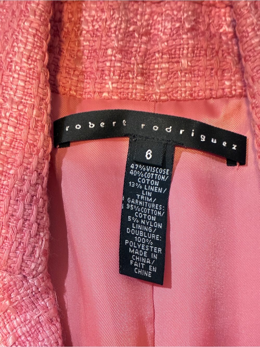 Robert Rodriguez Pink Tweed Lace Rhinestone Blazer Jacket Size 6 - Picture 4 of 8